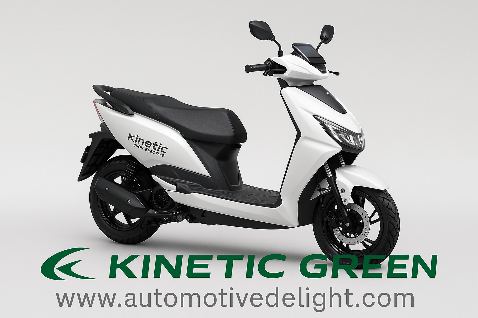 Kinetic Green Born Electric Scooter 2025 with TFT display in white color – side profile